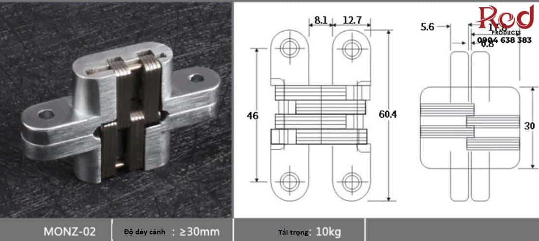 Bản lề âm cửa chữ thập nhiều tải trọng MONZ-CH 6