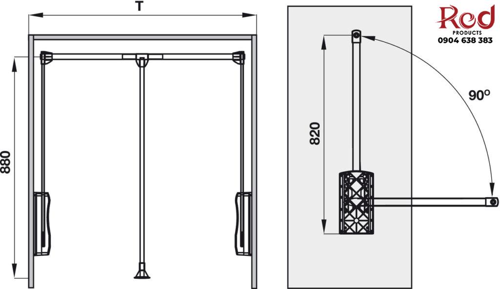 Tay nâng móc áo có giảm chấn Hafele 805.11 5