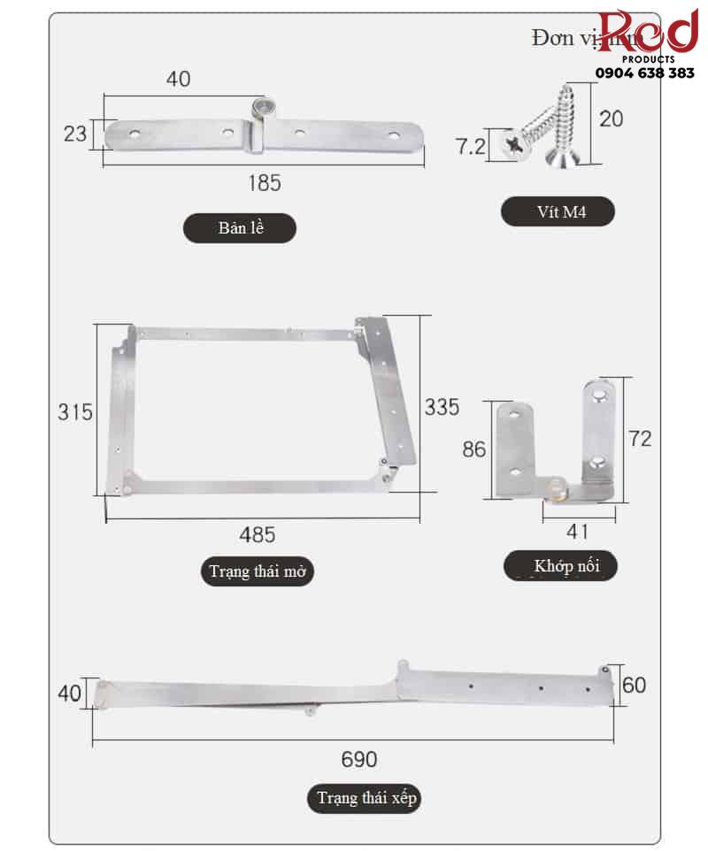 Cơ cấu gấp cánh 180 độ cho cửa xếp 180D-ZDM