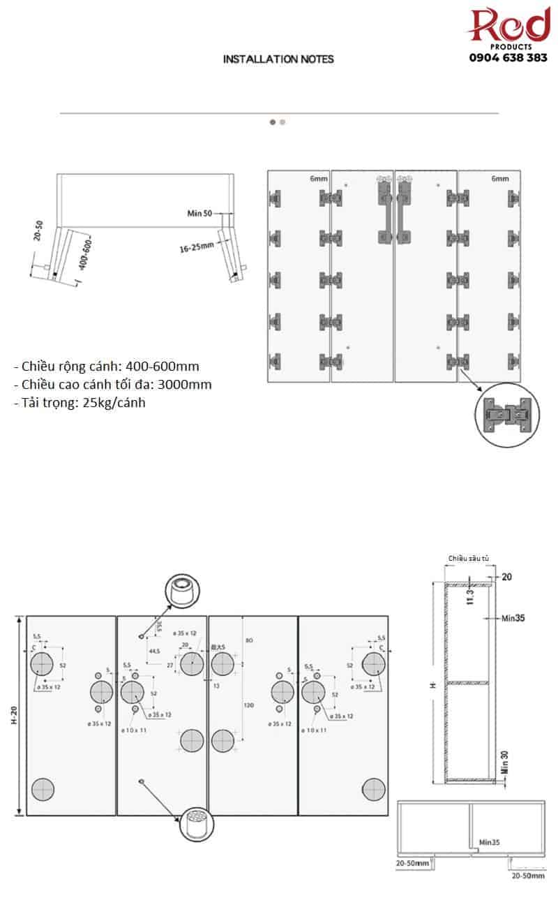 Bộ ray treo cửa trượt xếp tải trọng cao MONZ-FD