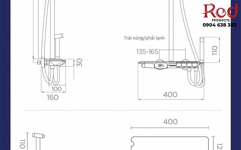 Bộ sen tắm hiện đại tích hợp 4 chế độ DL8810