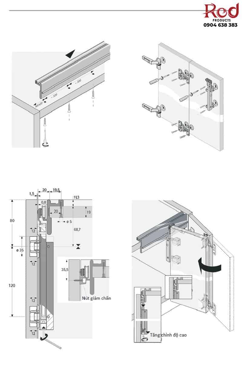 Bộ ray treo cửa trượt xếp tải trọng cao MONZ-FD