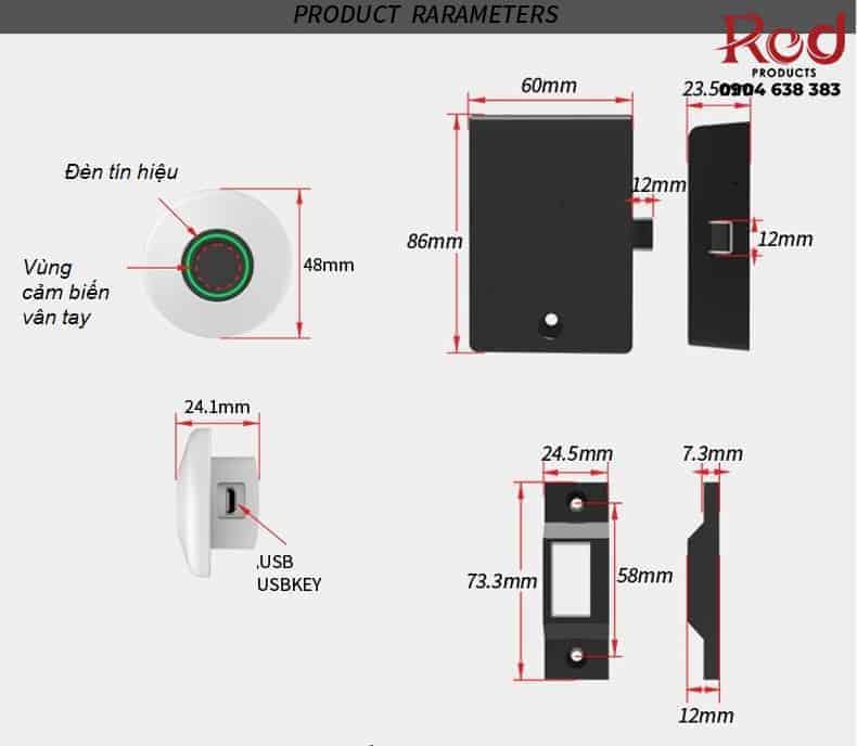 Khóa vân tay mini cho tủ gỗ cao cấp YLF022 4