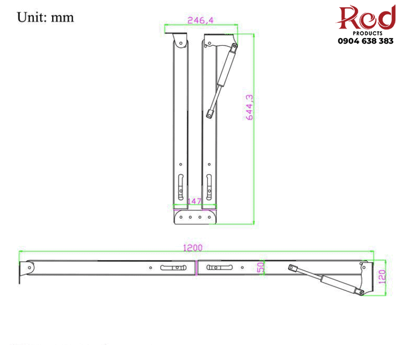 Phụ kiện bàn thông minh mở rộng gấp âm tủ GS 01-25 8