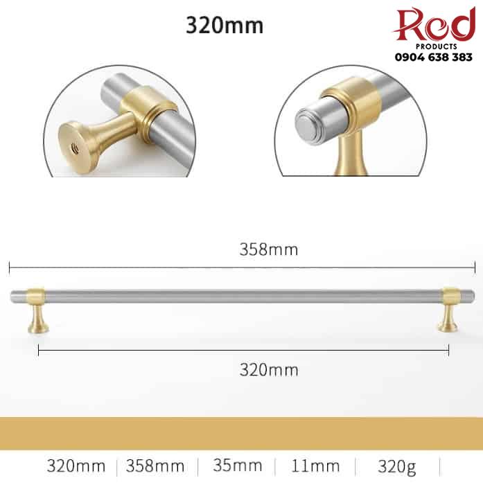 Tay nắm tủ đồng thau màu bạc xước retro GBH662SW 12