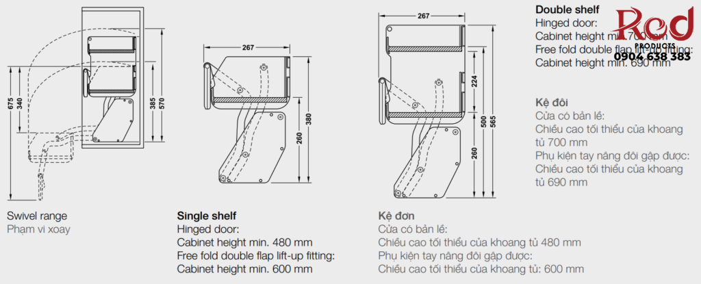 Kệ nâng hạ cao cấp Hafele 504.68.913 4