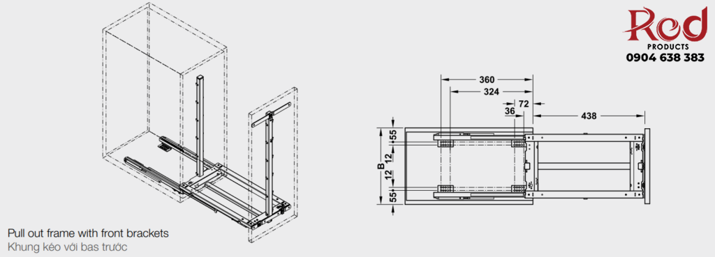 Giá chai lọ rổ kéo cho tủ bếp Hafele 545.11 3