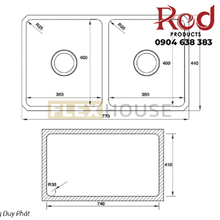 Chậu bếp inox Häfele 2 hộc HS-S7744 Mã sản phẩm: 567.23.020