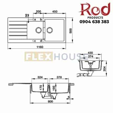 Chậu đá tủ bếp Hefele GALBA HS-GDD11650 – MÀU ĐEN 570.35.370