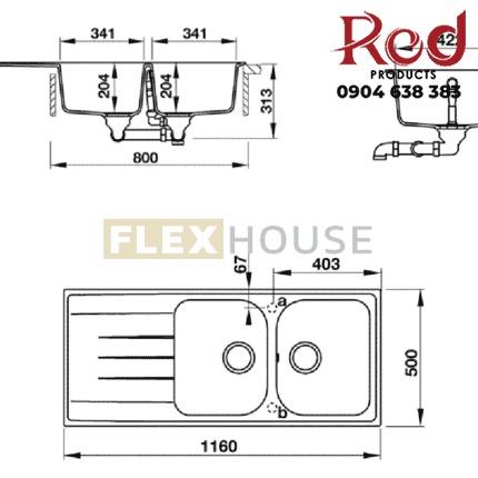 Chậu đá bếp Hafele 2 ngăn JULIUS HS-GDD11650–MÀU XÁM 570.35.560