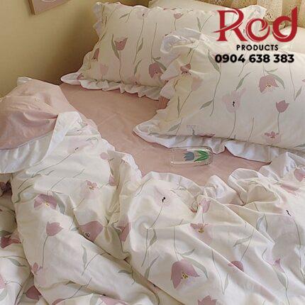 Bộ chăn ga vỏ gối Tulip sắc hồng dịu dàng MM4531