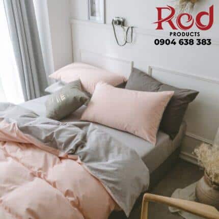 Bộ ga giường cotton màu hồng xám MM3607D