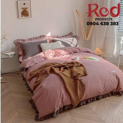 Bộ ga giường cotton màu sắc tương phản MM5348