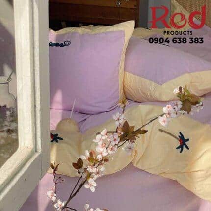 Bộ vỏ chăn ga gối màu tím khoai môn MM1825