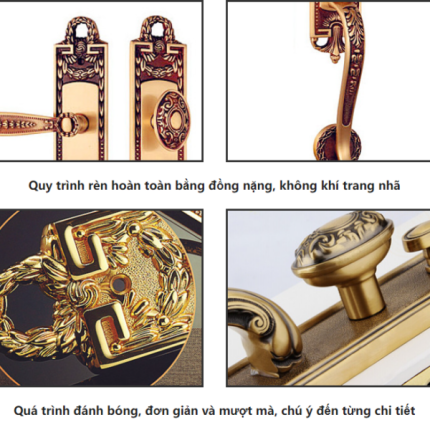 Khóa cửa đại sảnh cổ điển bằng đồng T68-XL9023