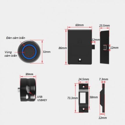 Khóa vân tay mini cho ngăn kéo tủ YLF033