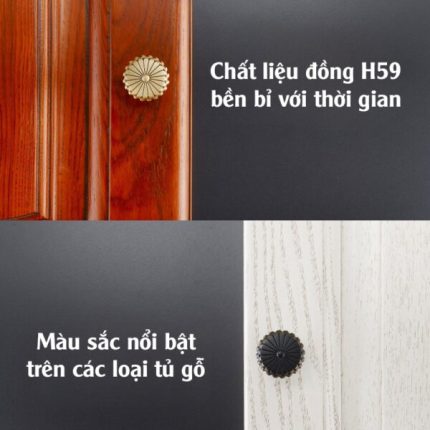 Núm tay nắm tủ tròn ngăn kéo bằng đồng thau XLS027
