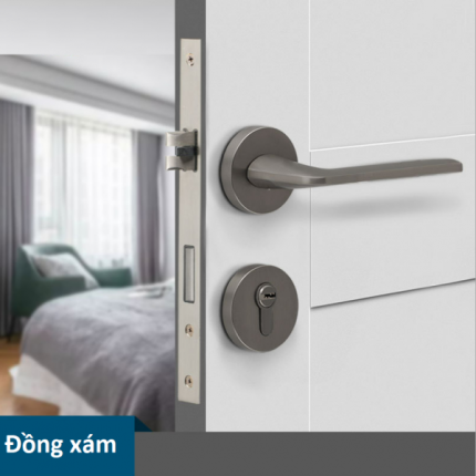 Khoá cửa phòng tay gạt màu đồng xám A01-218GR