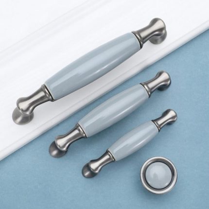 Tay nắm tủ gốm sứ màu xanh trơn cao cấp YA3325