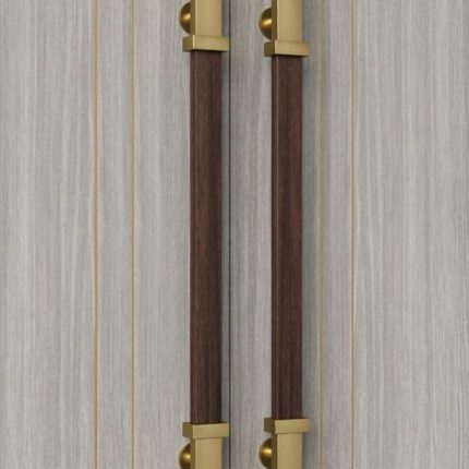 Tay nắm cửa cao cấp bằng da và gỗ walnut S-297