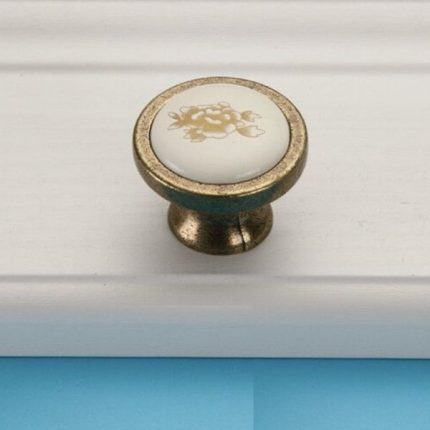 Tay nắm tủ gốm sứ chân đế đồng xanh AIQI1119