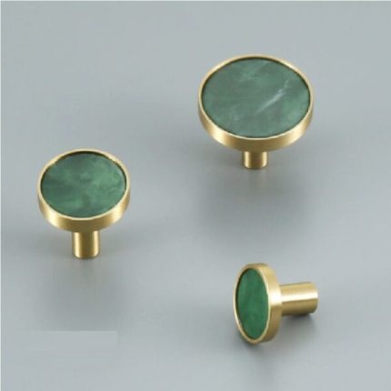 Núm tay nắm tủ bằng đồng khảm trai màu rêu CD03