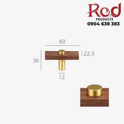 Tay nắm tủ hiện đại bằng gỗ và đồng thau L3017