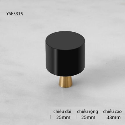 Tay nắm tủ pha lê đế bằng đồng hình trụ trong suốt và đen YSL5315