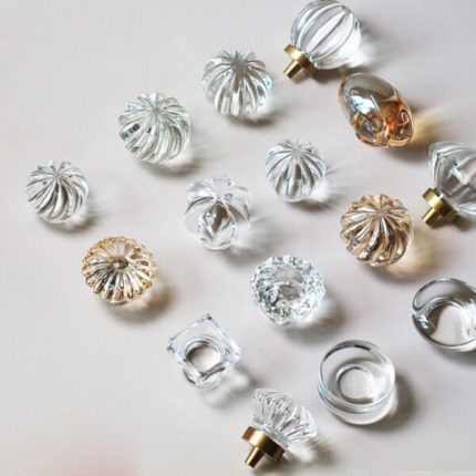 Tay nắm tủ pha lê đế bằng đồng nhiều hình độc đáo JJ0123