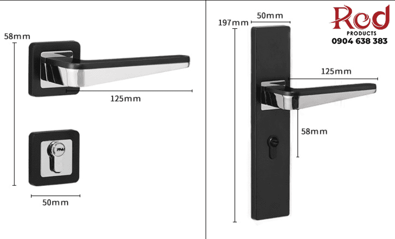 Bộ khóa cửa gỗ phòng ngủ hiện đại A686-216 / 13-212F