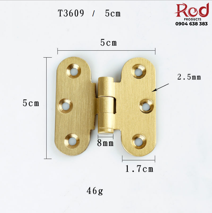 Bản lề chữ H bằng đồng cho tủ cửa gỗ nhiều kích thước T3609 9