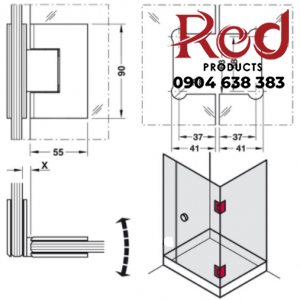 Bản lề cửa phòng tắm 90 độ kính-kính HAFELE 499.05.805 3
