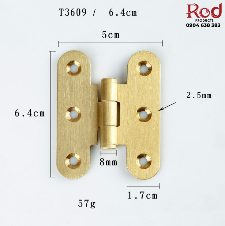 Bản lề chữ H bằng đồng cho tủ cửa gỗ nhiều kích thước T3609 10