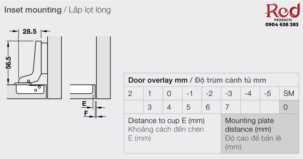 Bản lề lọt lòng Hafele Metalla A 110 độ tiêu chuẩn 1