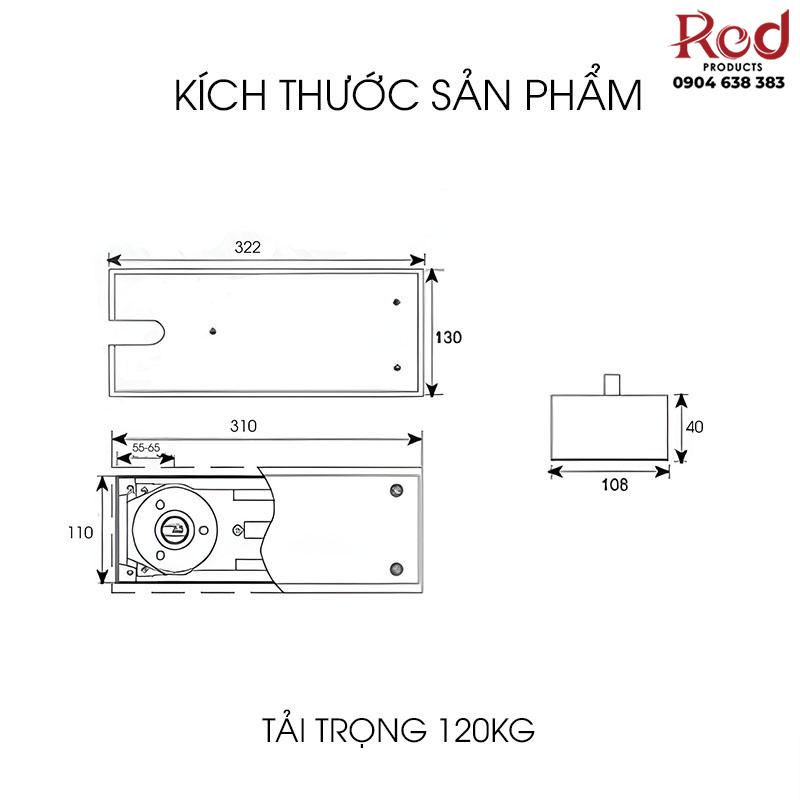 Bản lề sàn thép không gỉ cho cửa kính DL80V 5