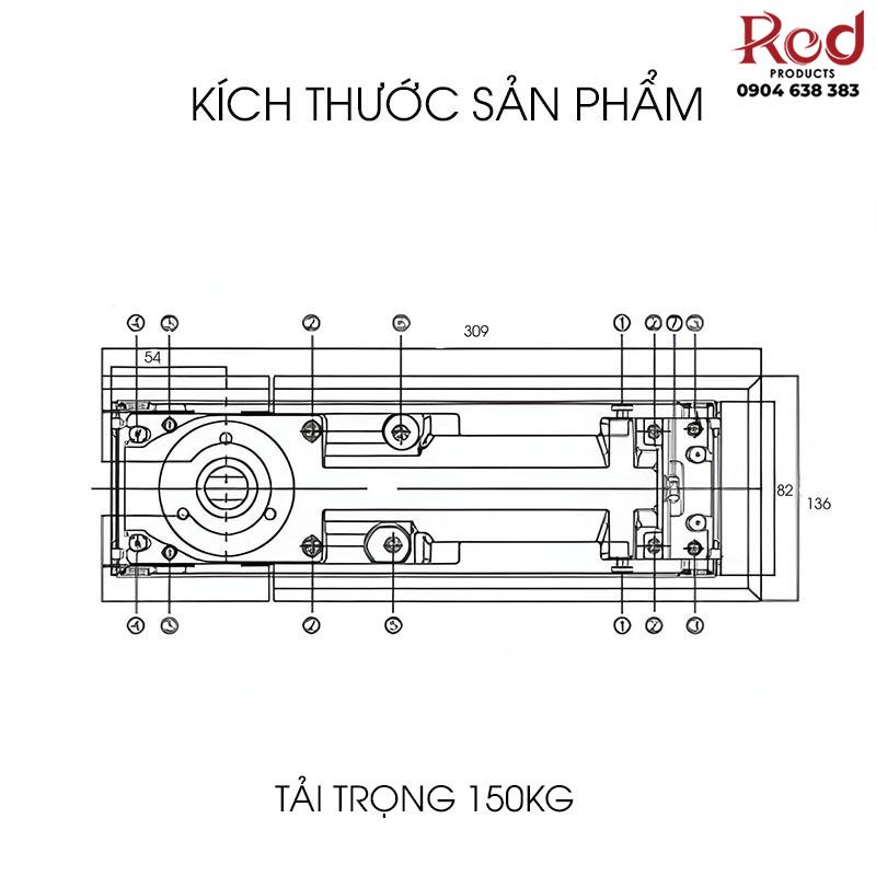 Bản lề sàn thép không gỉ cho cửa kính DL80V 6