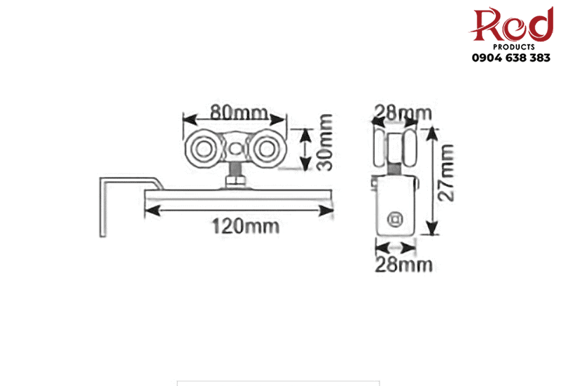 Bánh xe cửa lùa treo cho cửa gỗ 4 bánh xe inox 304 DFL-P072A 7