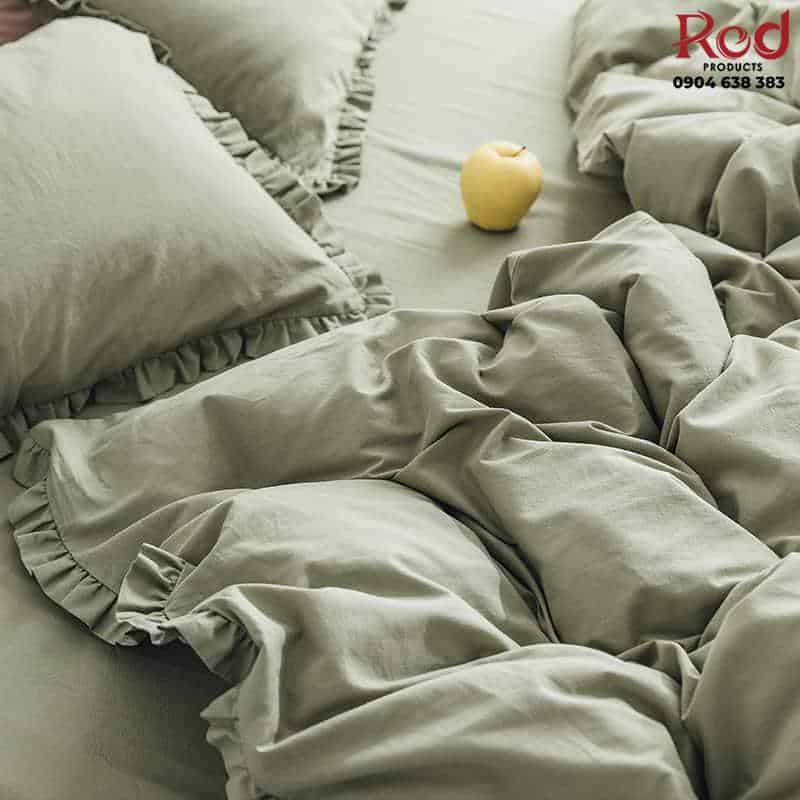 Bộ chăn ra gối cotton phối bèo nhiều màu sắc MM1175 8