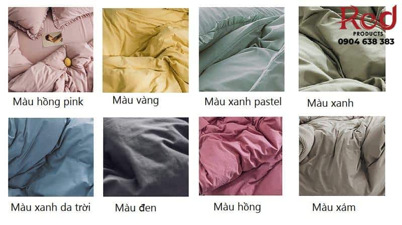 Bộ chăn ra gối cotton phối bèo nhiều màu sắc MM1175 12