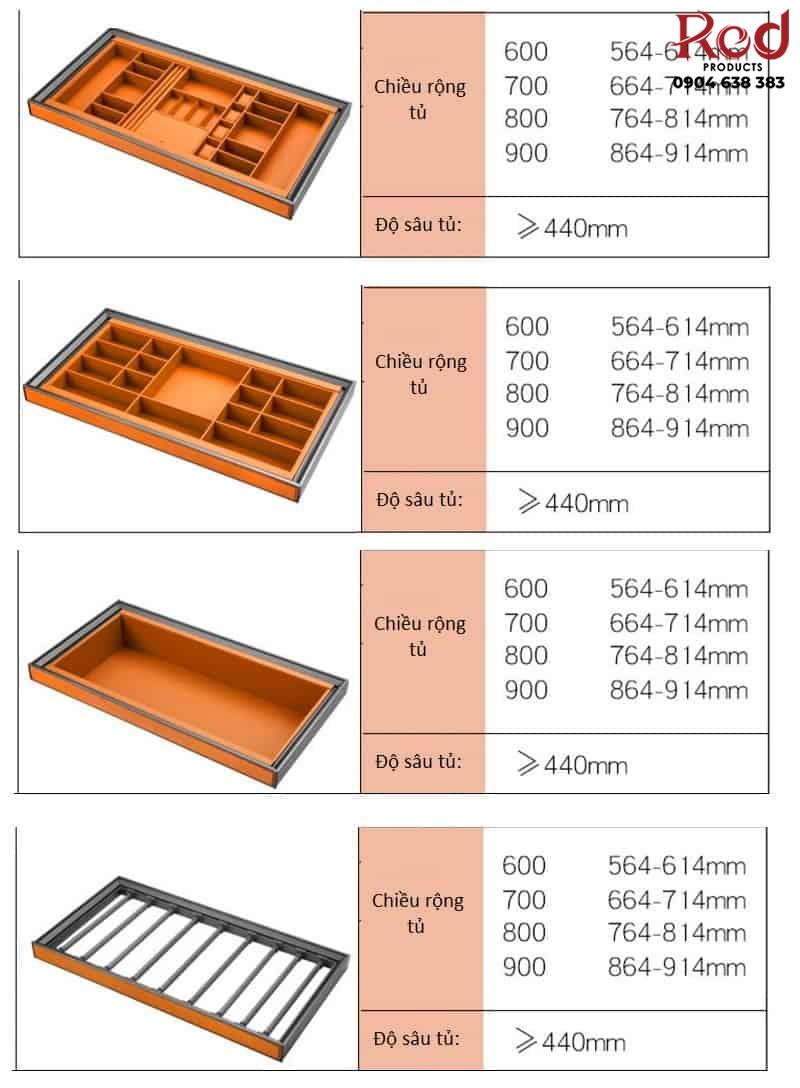 Bộ chia ngăn kéo tủ 4 tầng viền da sang trọng RB7063A 14