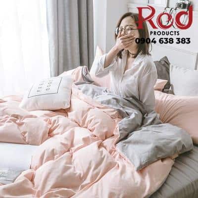 Bộ ga giường cotton màu hồng xám MM3607D 4