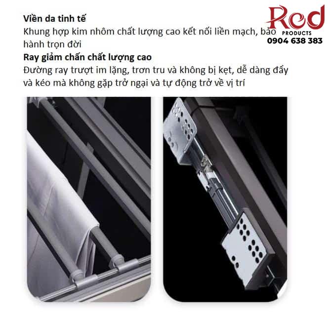 Bộ giá treo tủ quần áo ray giảm chấn màu xám RB3674A 11