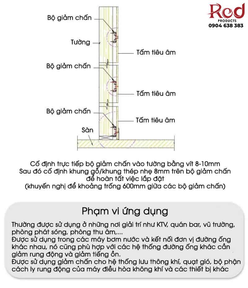 Phụ kiện giảm chấn lò xo lắp đặt tấm tiêu âm GH005 14