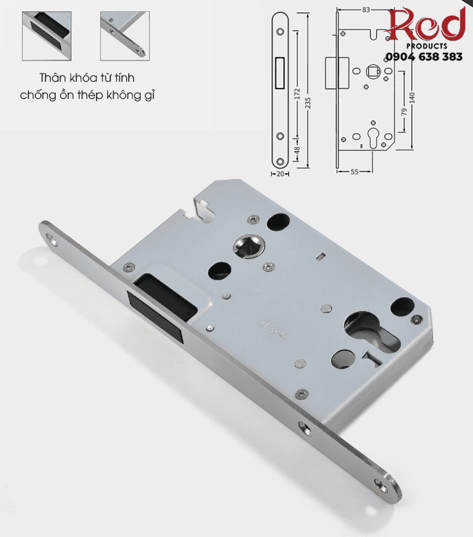 Bộ khóa cửa phòng hợp kim tay gỗ tự nhiên HG6813 10