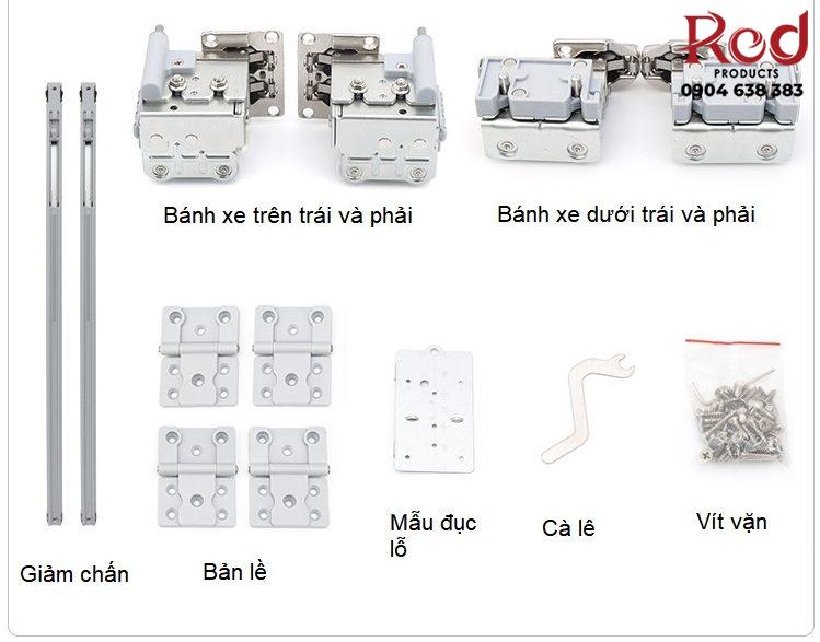 Bộ phụ kiện ray trượt cửa lùa cánh gấp YG202 5