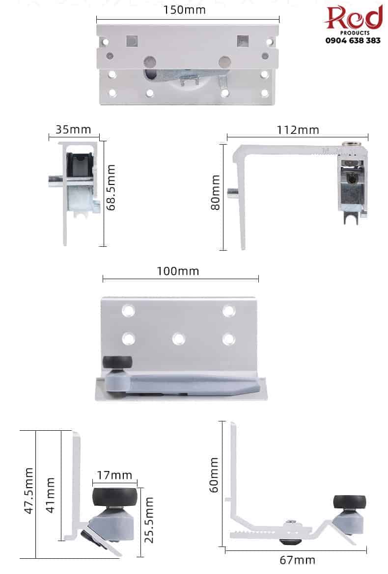 Bộ phụ kiện cửa lùa giảm chấn tủ quần áo BTC-1116 10