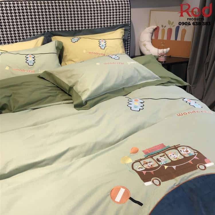Bộ ra trải giường Cotton họa tiết hoạt hình ZH2236B 17