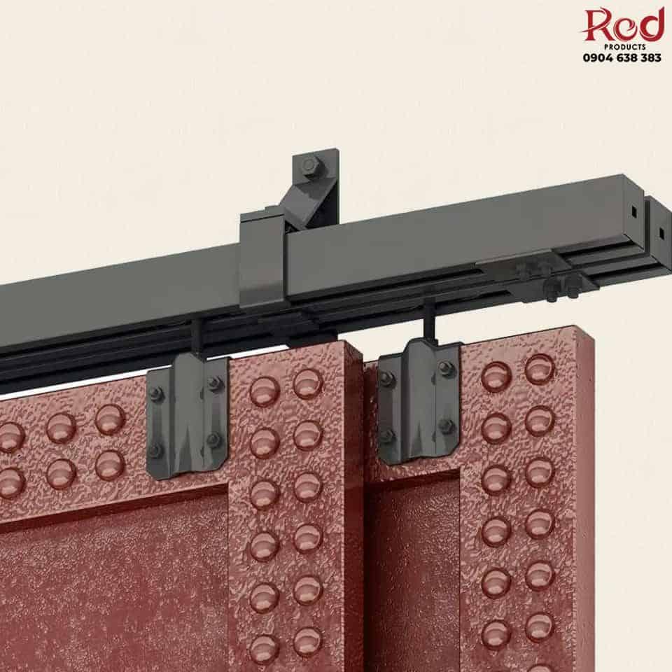 Bộ ray trượt barn door bypass đen so le RT7697 6