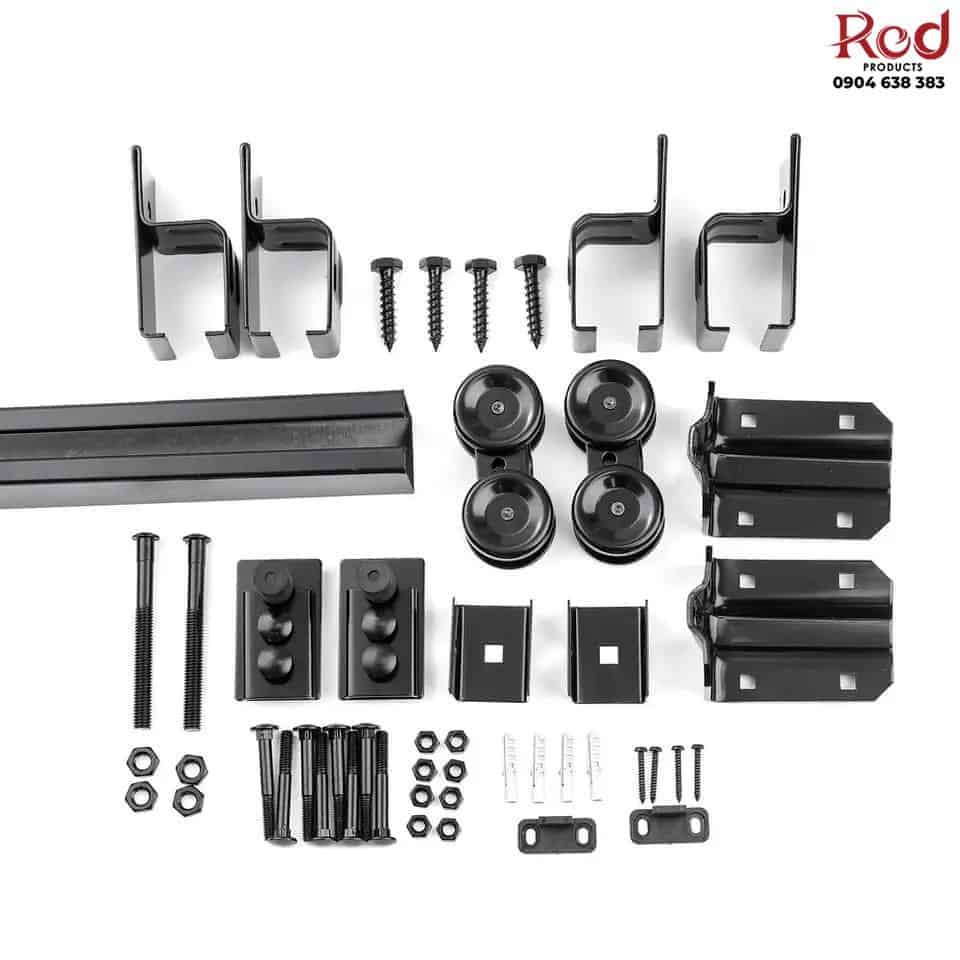 Bộ ray trượt barn door bypass đen so le RT7697 9