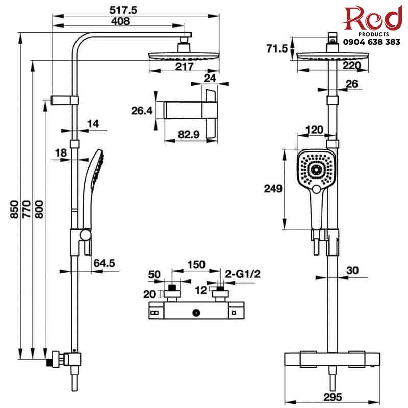 Bộ sen tắm nóng lạnh Intensity 217S Hafele 495.60.102 13